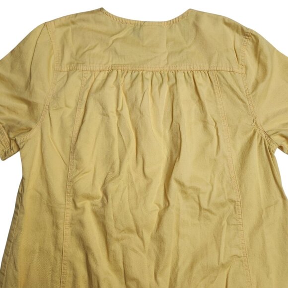 Vintage Koret Women’s Yellow Denim Dress With Pockets 100% Cotton Button Up Sz L - Picture 4 of 11